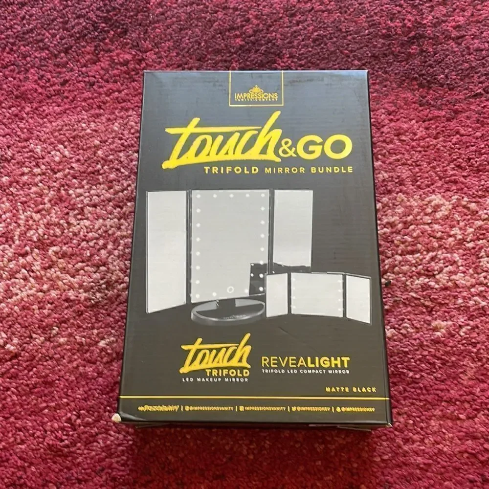 Impressions Vanity Touch and Go Trifold Mirror Bundle in Matte Black